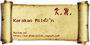 Karakas Milán névjegykártya